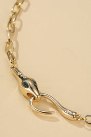 Vintage Ouroboros Rhinestone Necklace in Alloy Metal