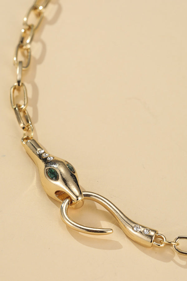 Collier vintage en strass Ouroboros en alliage métallique