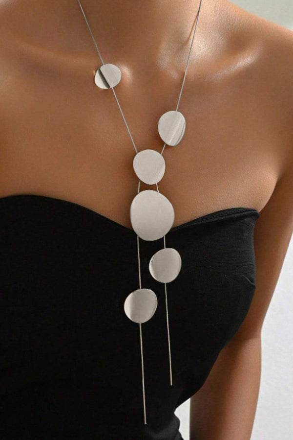 Gold & Silver Hollow Geometric Round Necklace