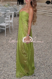 Pleated Lace-Up Open Back Maxi Dress – Party & Vacation