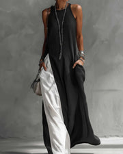 Two-Tone Sleeveless Maxi Dress