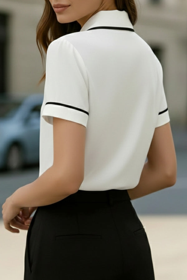 Chemise décontractée à manches courtes et col color-block