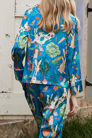 Carrot Rabbit Print Long Sleeve Two-Piece Lounge Set