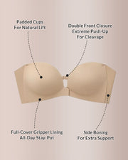 Front-Closure Strapless Push-Up Bra