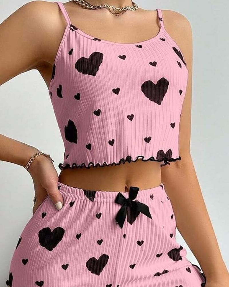 Sweetheart Ribbed Cami & Shorts PJ Set