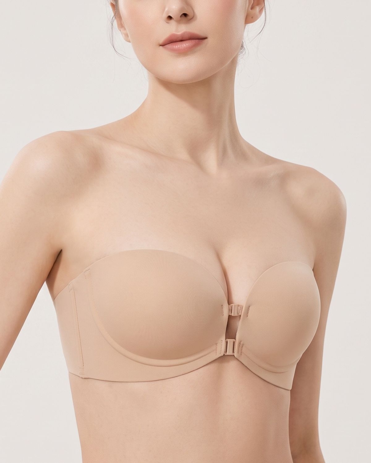 Double Front-Closure Strapless Bra