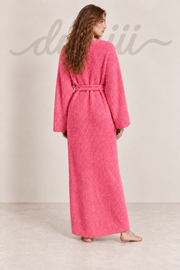 Textured Knit Full-Length Robe with Tie Belt