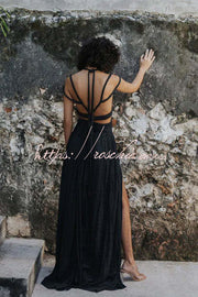 Draped Braids Crop Tank & Wrap Maxi Skirt Set