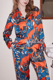 Fox Camping Print Long Sleeve Two-Piece Lounge Set
