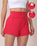 Pantaloni scurți de yoga 2 în 1 cu talie super înaltă, cu buzunare ascunse