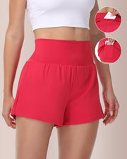 Super High Waisted 2-in-1 Yoga Shorts with Hidden Pockets