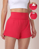 Pantaloni scurți de yoga 2 în 1 cu talie super înaltă, cu buzunare ascunse