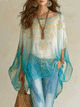 Turquoise Ombre Sheer Long Sleeve Blouse | Coastal Style
