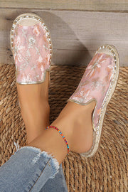 Linen Woven Flat Slippers – Round Toe Casual Slide