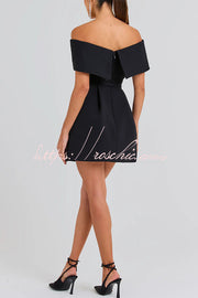 Off-the-Shoulder Mini Dress with Pockets & Removable Belt