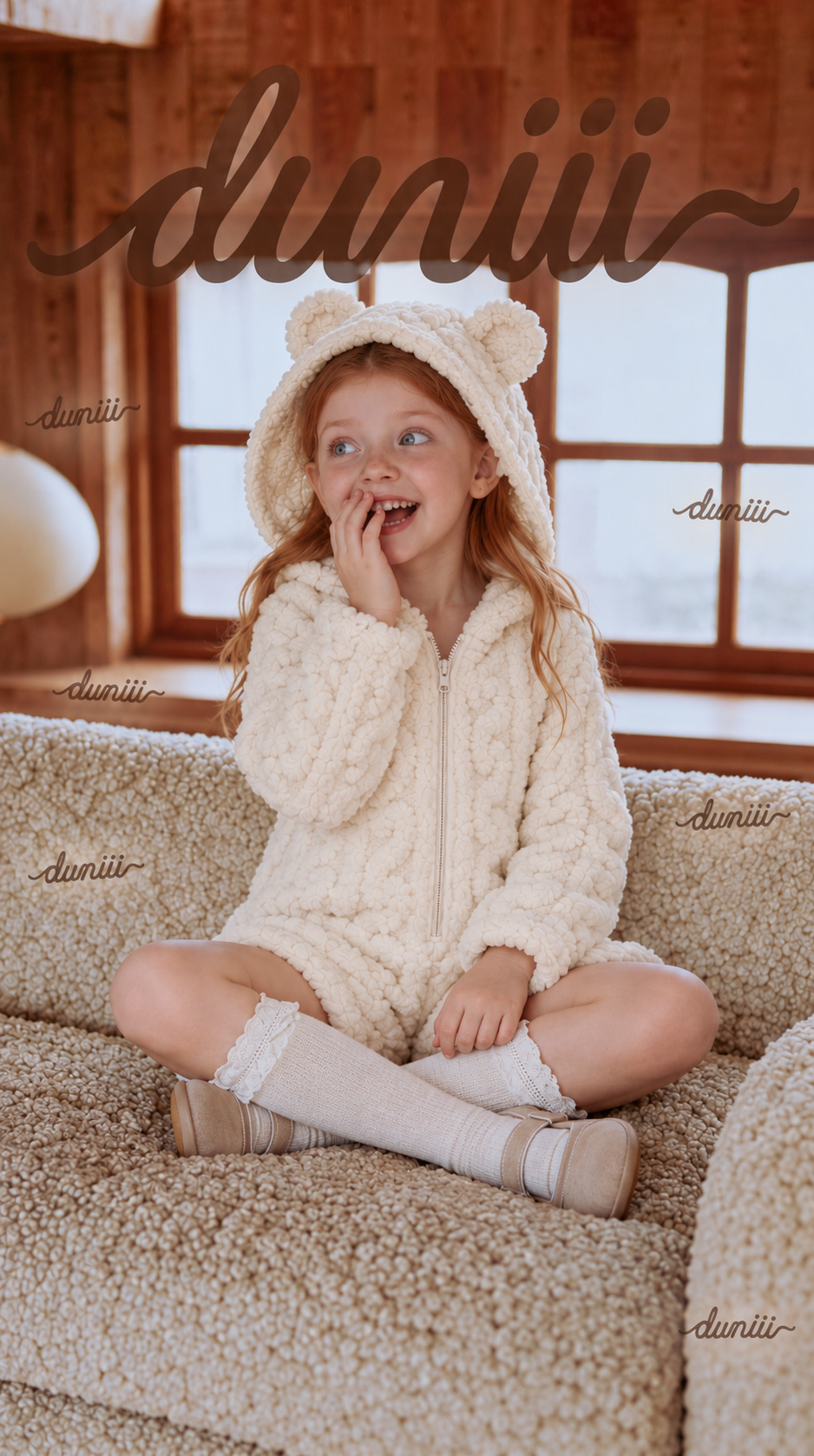 DUNIII Original | Kids' Teddy Bear Plush Short Onesie Pajamas