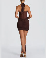 Halter Mesh Bodycon Mini Dress