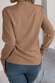 Women's Layered V-Neck Long Sleeve Casual Blouse