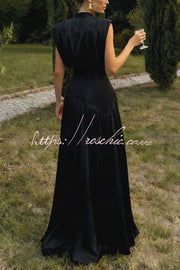 Women's V-Neck Sleeveless Maxi Dress with High Slit
