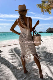 Tassel Cutout Knit Beach Cover-Up Dress | Calf Length