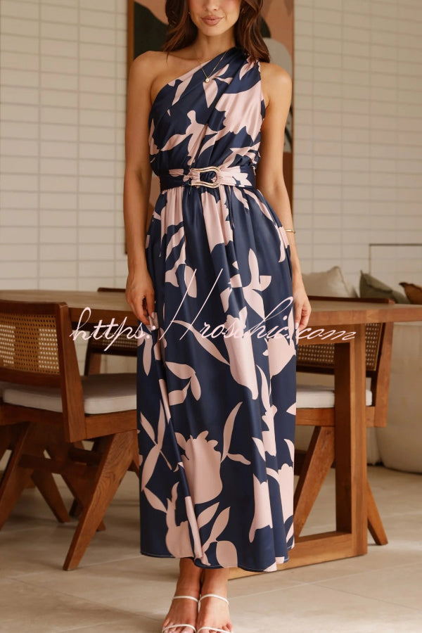 Printed One-Shoulder Maxi Dress – Vacation Casual Style