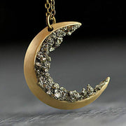 Vintage Moon Pendant Necklace in Gold-Tone Alloy