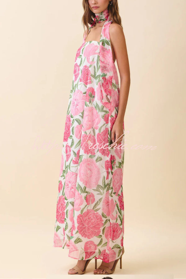 Floral Print Off-Shoulder Maxi Dress – Loose Vacation Fit