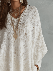 Neutral Bohemian Pullover Knit Sweater Top