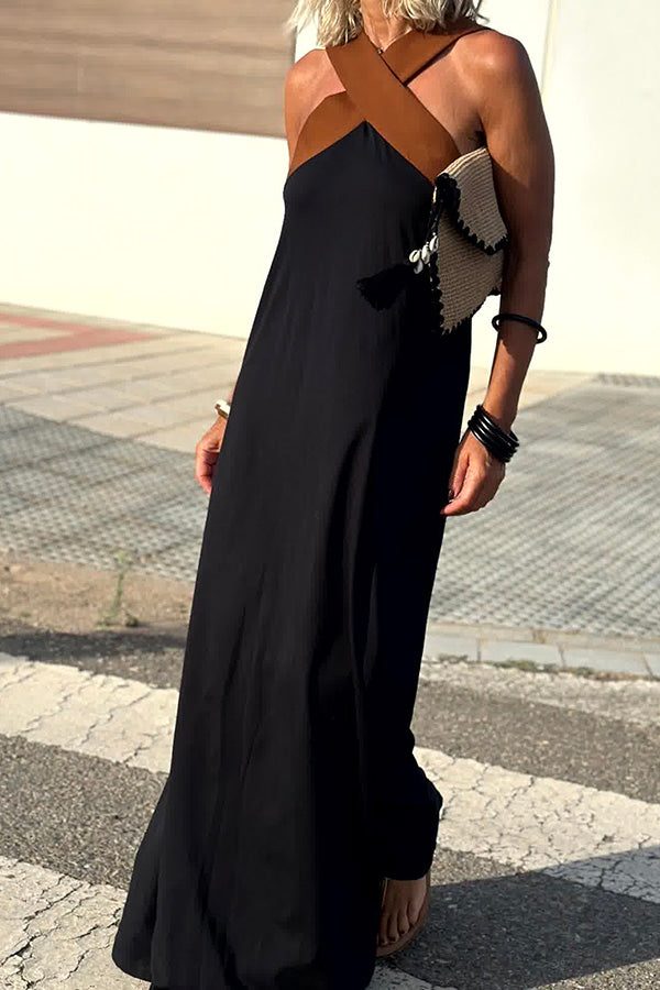 Sleeveless Off-Shoulder Backless Loose Maxi Dress