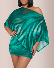 Sheer Asymmetrical Two-Piece Set