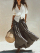 Linen Shirt and Maxi Skirt Set – Relaxed Flowing Two-Piece