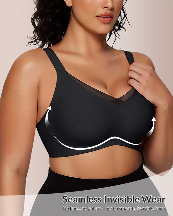 Soutien-gorge croisé sans armatures en maille à col en V avec bretelles larges