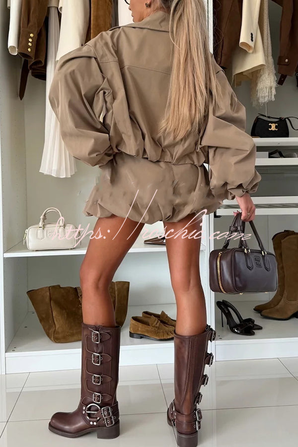 High-Rise Elastic Waist Bloomer Shorts with Pockets