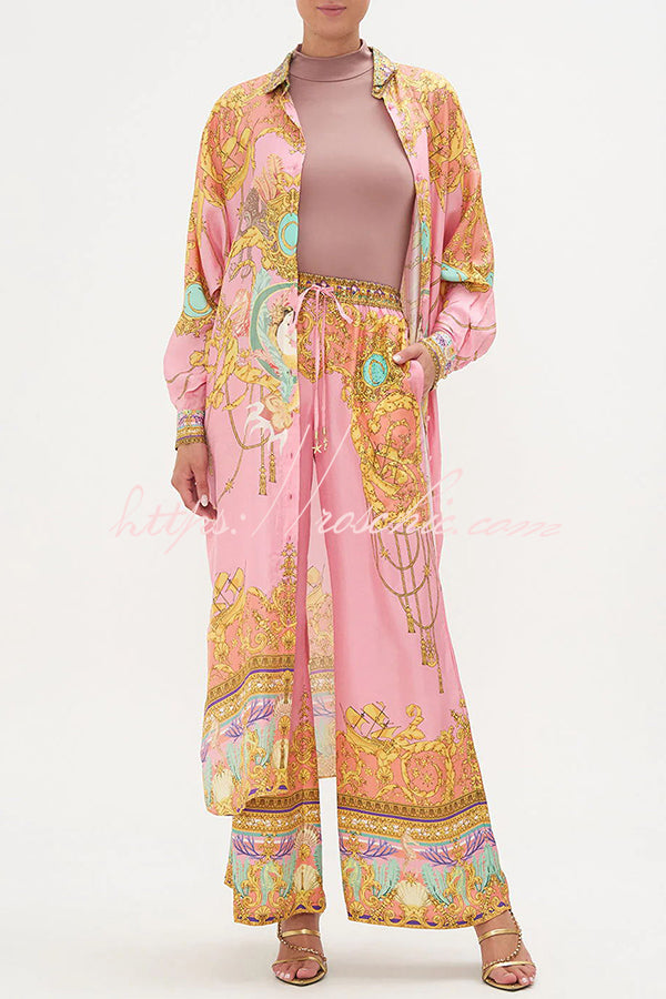 Ensemble chemise à manches longues et pantalon à imprimé tigre – Coupe ample