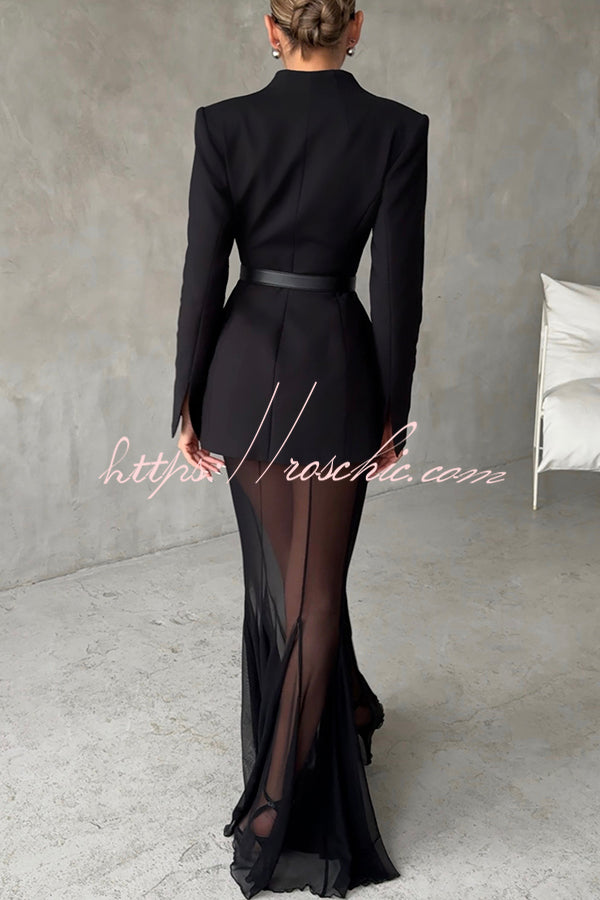 Mesh High Rise Fishtail Maxi Skirt – Elastic Waist
