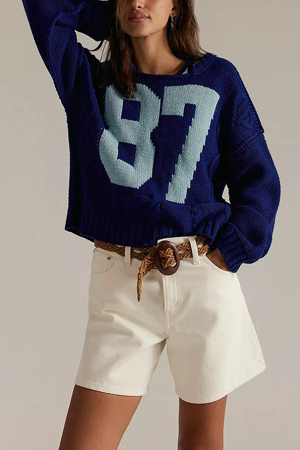 Digital Jacquard Loose Knit Sweater – Long Sleeve