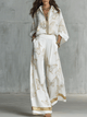 Set bluză jacquard și pantaloni cu picioare largi | Boho Luxe
