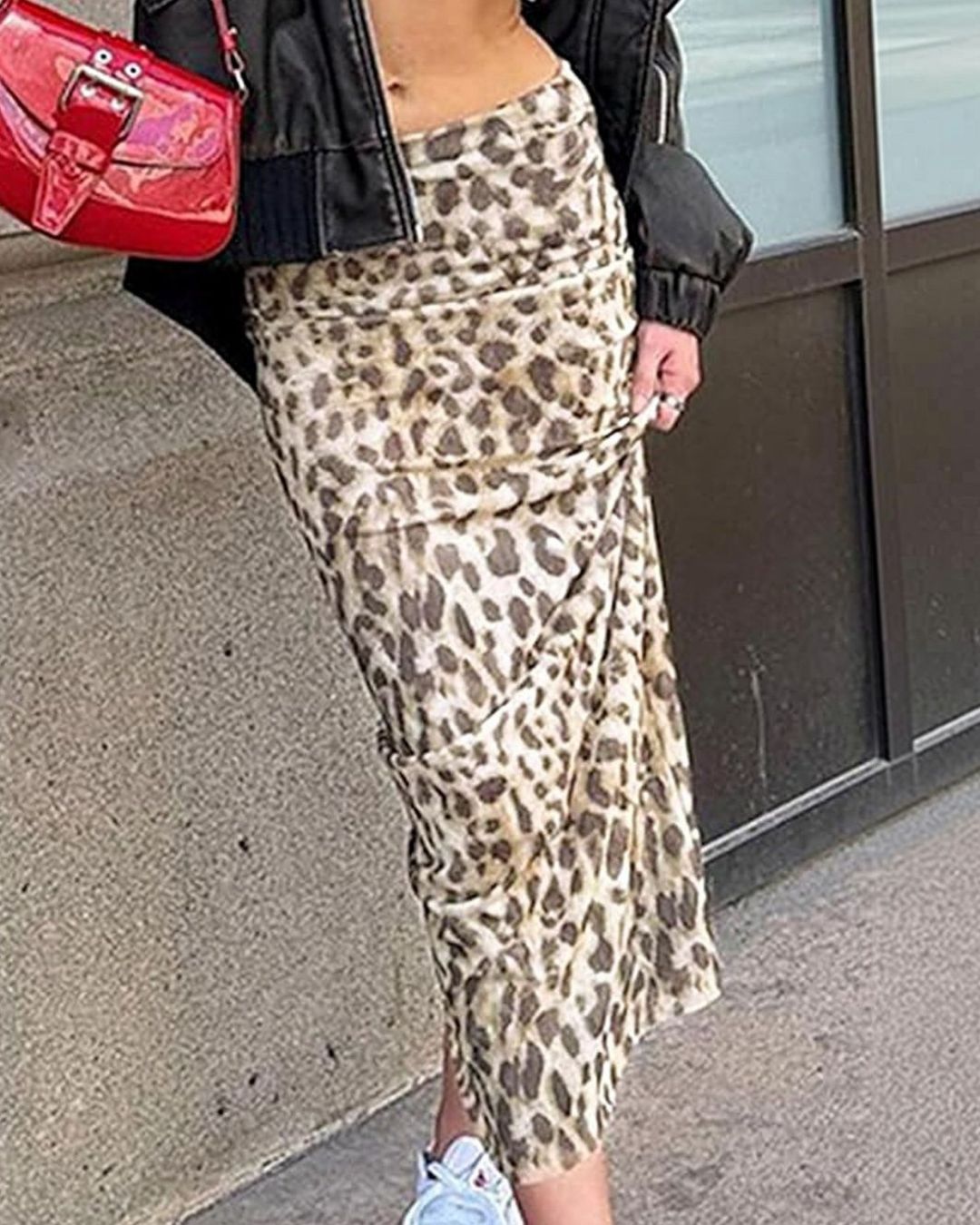 High-Waisted Leopard Print Mesh Mini Skirt