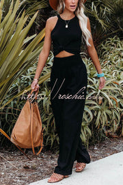 Smocked Pocketed Pants – Loose Fit Slub Cotton Vacation Style