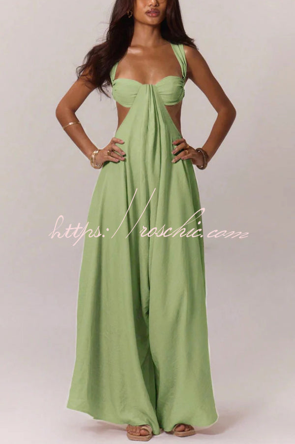 Women's Wide-Leg Jumpsuit – Square Neck Sleeveless Loose Fit