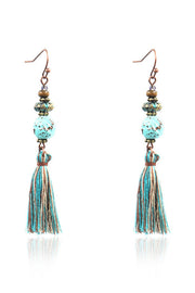 Hollow Carved Alloy Tassel Drop Earrings – Boho Retro