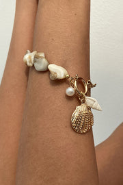 Imitation Pearl Conch & Starfish Pendant Necklace and Bracelet
