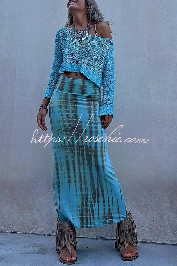 Tie-Dye Elastic Waist Maxi Skirt | Ankle-Length Vacation Style