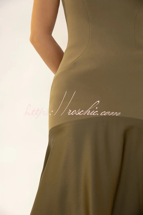 Satin Strapless Flare Maxi Dress – Party Gown