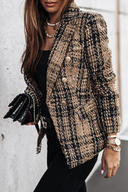 Double Breasted Plaid Blazer – Loose Fit Casual Jacket