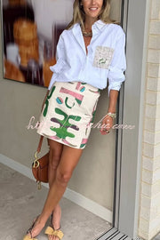 Abstract Geometric Print High-Waisted Mini Skirt