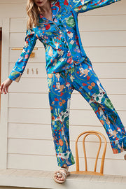 Carrot Rabbit Print Long Sleeve Two-Piece Lounge Set