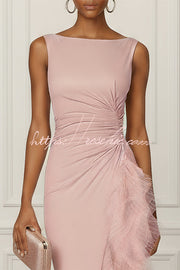 Asymmetric Pleated Strapless Maxi Dress – Loose Fit