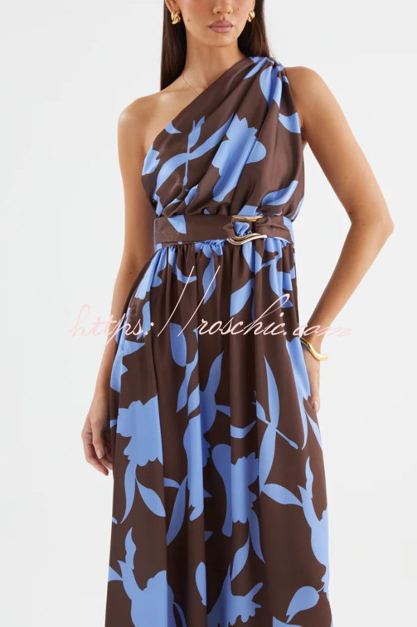 Printed One-Shoulder Maxi Dress – Vacation Casual Style