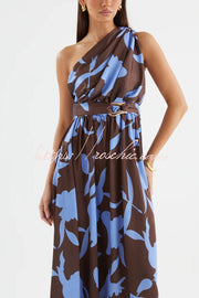 Printed One-Shoulder Maxi Dress – Vacation Casual Style